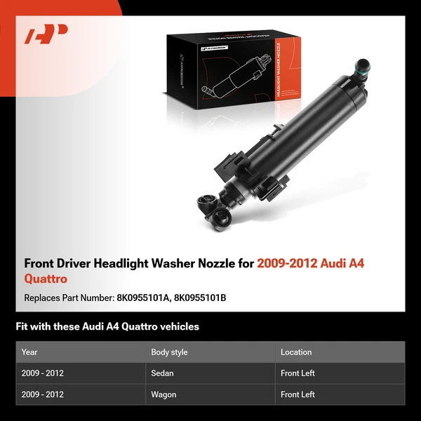 Front Driver Headlight Washer Nozzle for 2009-2012 Audi A4 Quattro