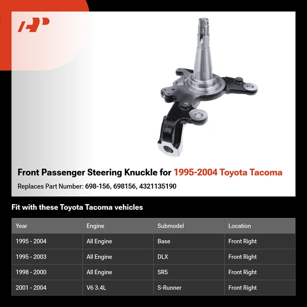 Front Passenger Steering Knuckle for 1995-2004 Toyota Tacoma