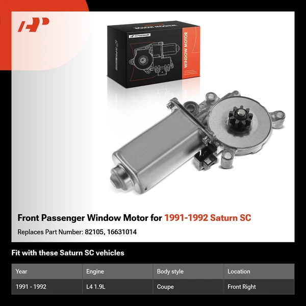 Front Passenger Window Motor for 1991-1992 Saturn SC