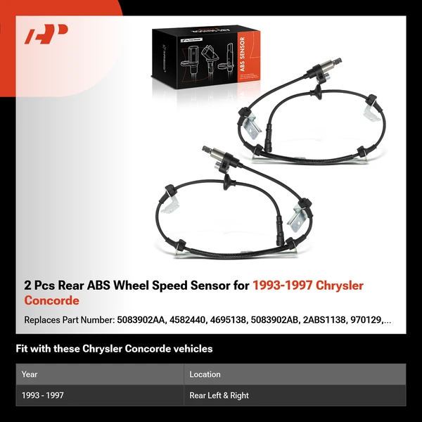2 Pcs Rear ABS Wheel Speed Sensor for 1993-1997 Chrysler Concorde