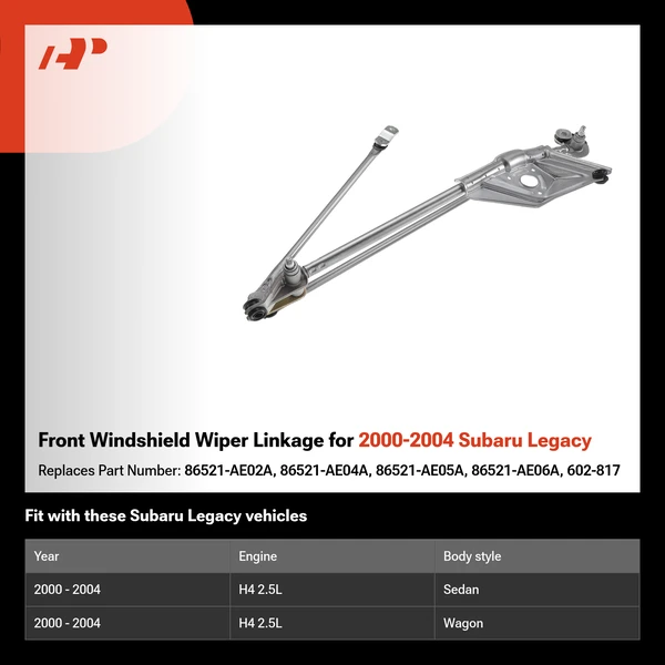 Front Windshield Wiper Linkage for 2000-2004 Subaru Legacy