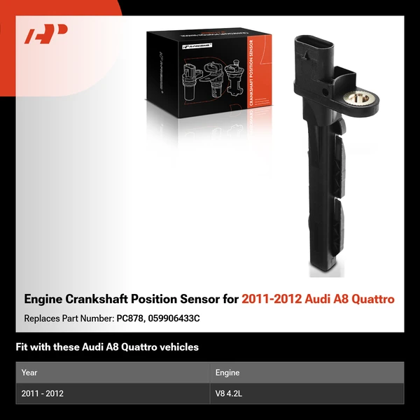 Engine Crankshaft Position Sensor for 2011-2012 Audi A8 Quattro