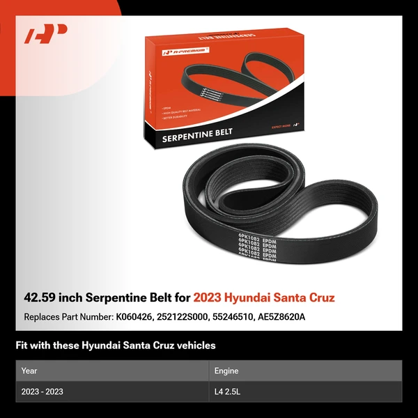 42.59 inch Serpentine Belt for 2023 Hyundai Santa Cruz