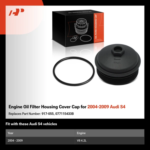 Engine Oil Filter Housing Cover Cap for 2004-2009 Audi S4