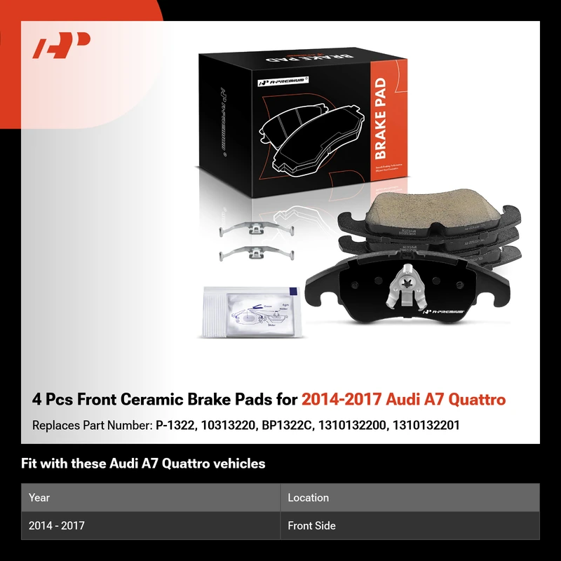 4 Pcs Front Ceramic Brake Pads for 2014-2017 Audi A7 Quattro