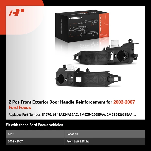 2 Pcs Front Exterior Door Handle Reinforcement for 2002-2007 Ford Focus