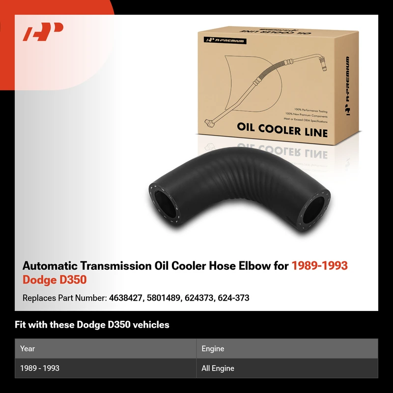 Automatic Transmission Oil Cooler Hose Elbow for 1989-1993 Dodge D350