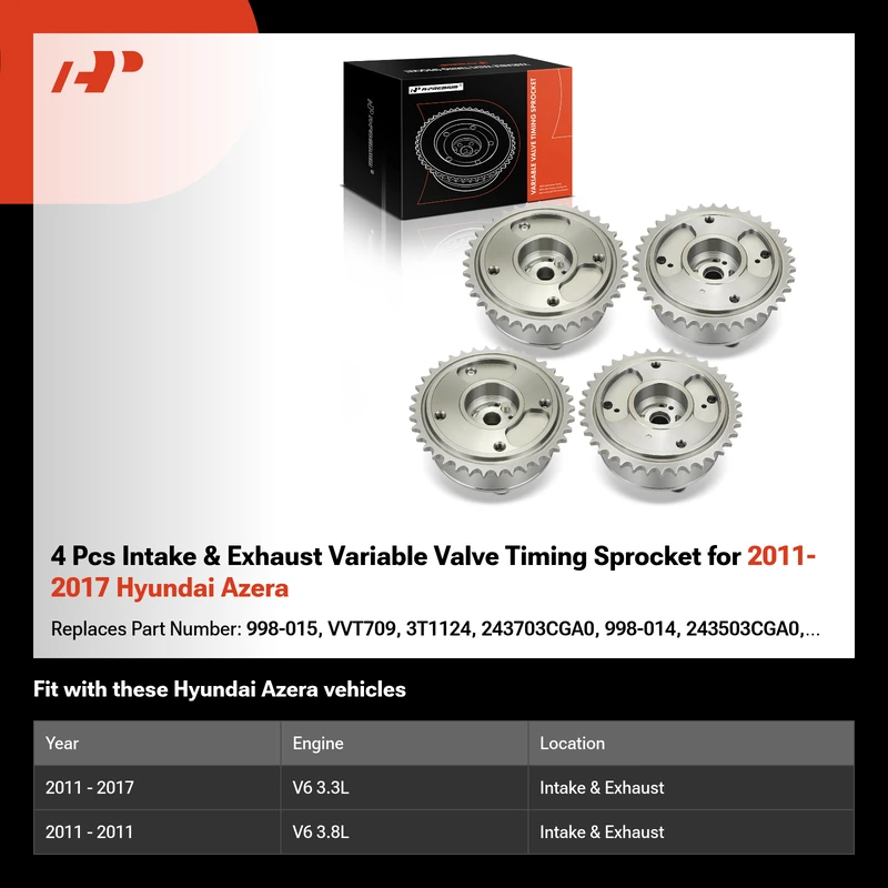 4 Pcs Intake & Exhaust Variable Valve Timing Sprocket for 2011-2017 Hyundai Azera