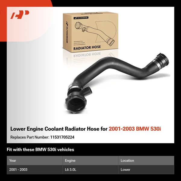 Lower Engine Coolant Radiator Hose for 2001-2003 BMW 530i