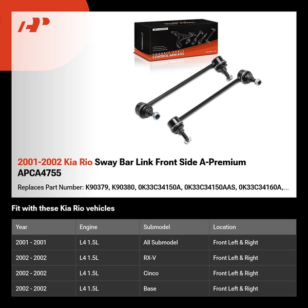 2001-2002 Kia Rio Sway Bar Link Front Side A-Premium APCA4755