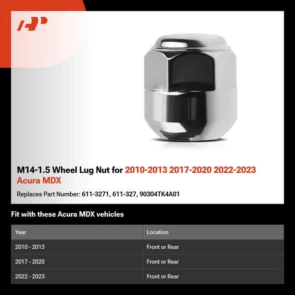 M14-1.5 Wheel Lug Nut for 2010-2013 2017-2020 2022-2023 Acura MDX