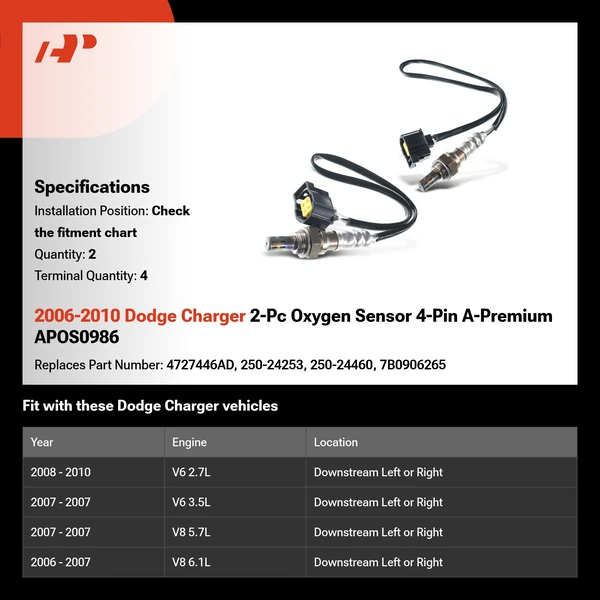 2006-2010 Dodge Charger 2-Pc Oxygen Sensor 4-Pin A-Premium APOS0986