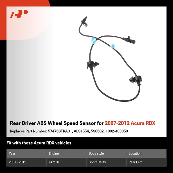 Rear Driver ABS Wheel Speed Sensor for 2007-2012 Acura RDX