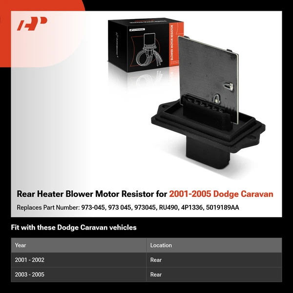Rear Heater Blower Motor Resistor for 2001-2005 Dodge Caravan