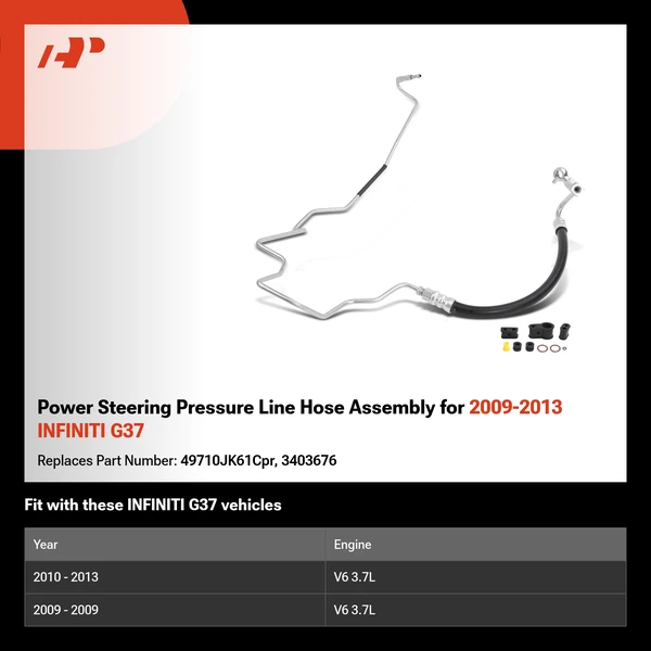 Power Steering Pressure Line Hose Assembly for 2009-2013 INFINITI G37