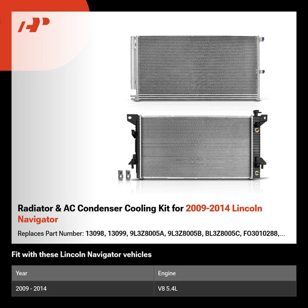 Radiator & AC Condenser Cooling Kit for 2009-2014 Lincoln Navigator