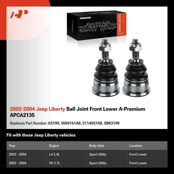 2002-2004 Jeep Liberty Ball Joint Front Lower A-Premium APCA2135