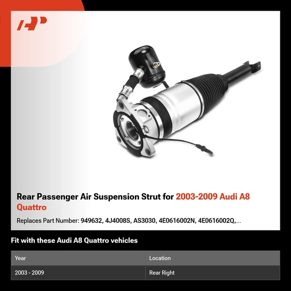 Rear Passenger Air Suspension Strut for 2003-2009 Audi A8 Quattro