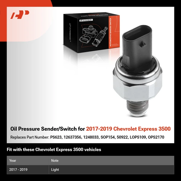 Oil Pressure Sender/Switch for 2017-2019 Chevrolet Express 3500