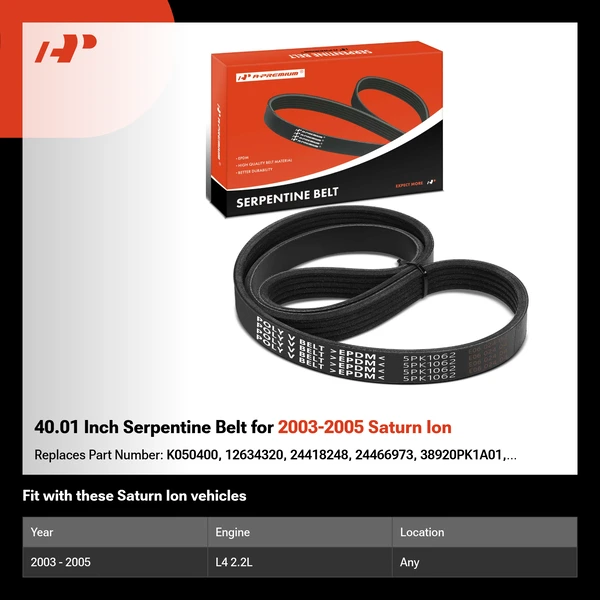 40.01 Inch Serpentine Belt for 2003-2005 Saturn Ion