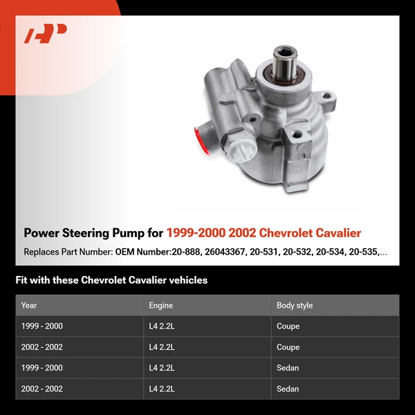 Power Steering Pump for 1999-2000 2002 Chevrolet Cavalier