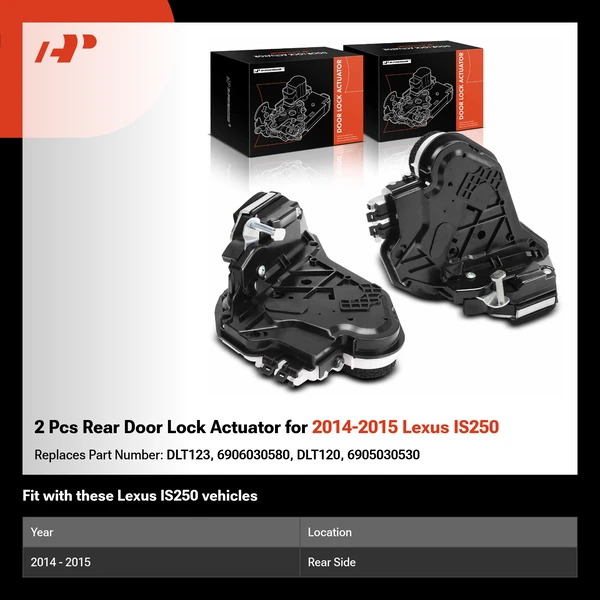 2 Pcs Rear Door Lock Actuator for 2014-2015 Lexus IS250