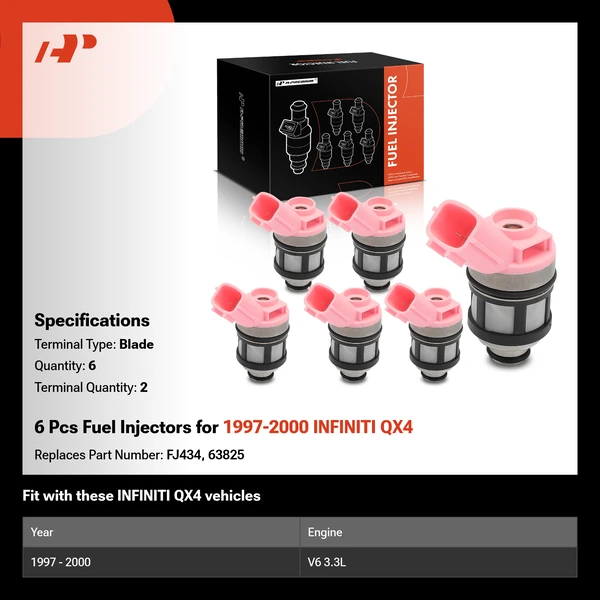 6 Pcs Fuel Injectors for 1997-2000 INFINITI QX4