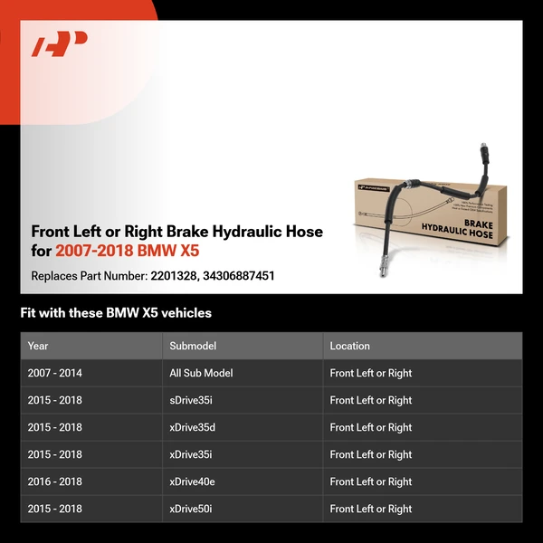 Front Left or Right Brake Hydraulic Hose for 2007-2018 BMW X5