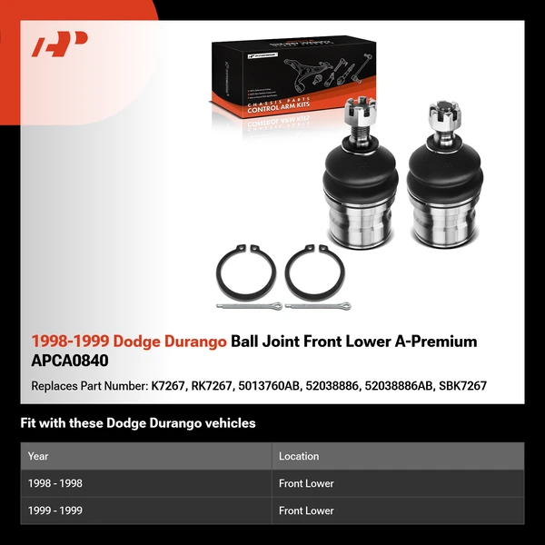 1998-1999 Dodge Durango Ball Joint Front Lower A-Premium APCA0840