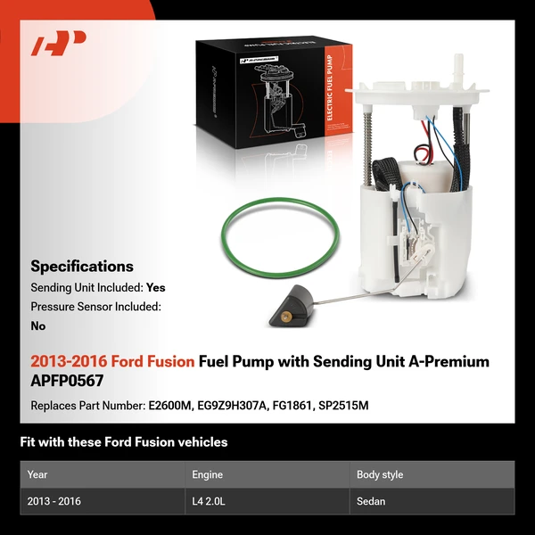 2013-2016 Ford Fusion Fuel Pump with Sending Unit A-Premium APFP0567