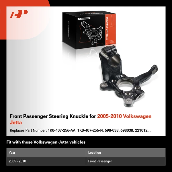 Front Passenger Steering Knuckle for 2005-2010 Volkswagen Jetta
