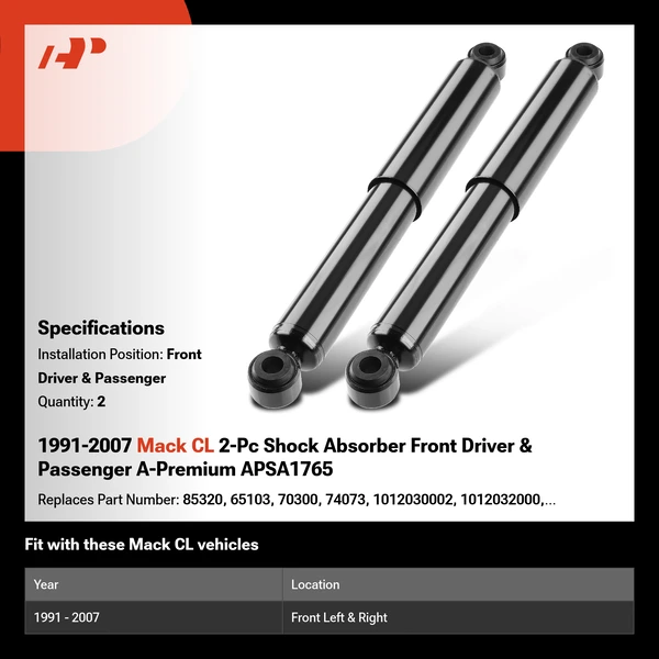 1991-2007 Mack CL 2-Pc Shock Absorber Front Driver & Passenger A-Premium APSA1765