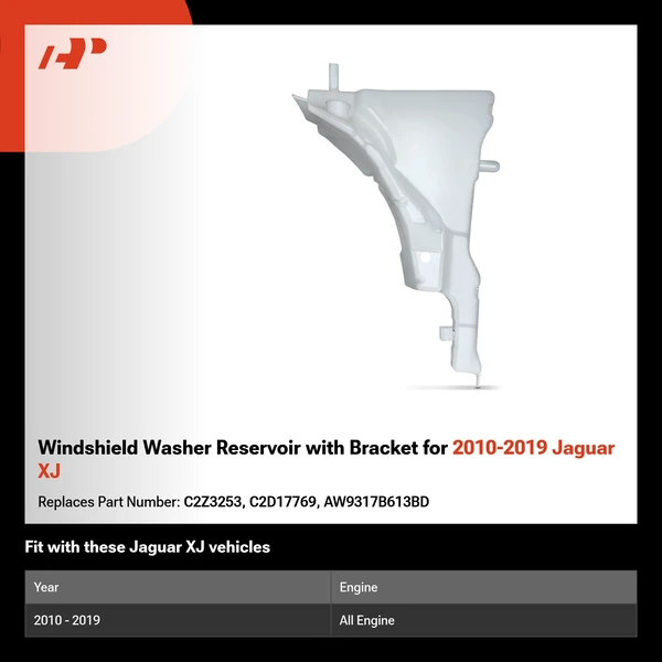 Windshield Washer Reservoir with Bracket for 2010-2019 Jaguar XJ