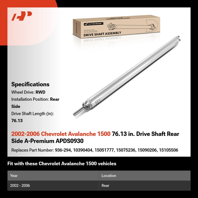 2002-2006 Chevrolet Avalanche 1500 76.13 in. Drive Shaft Rear Side A-Premium APDS0930