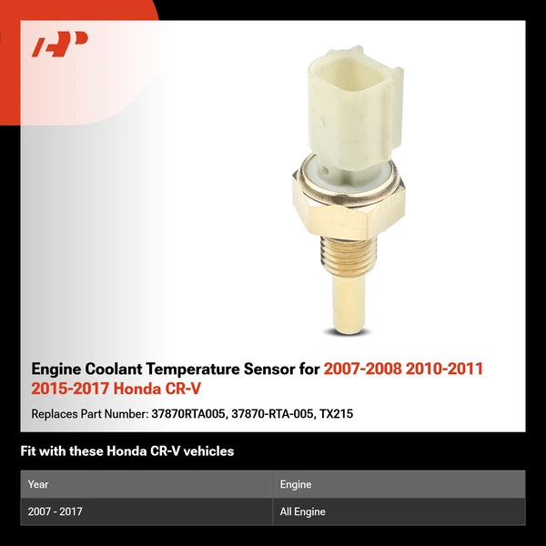 Engine Coolant Temperature Sensor for 2007-2008 2010-2011 2015-2017 Honda CR-V