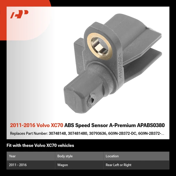 2011-2016 Volvo XC70 ABS Speed Sensor A-Premium APABS0380