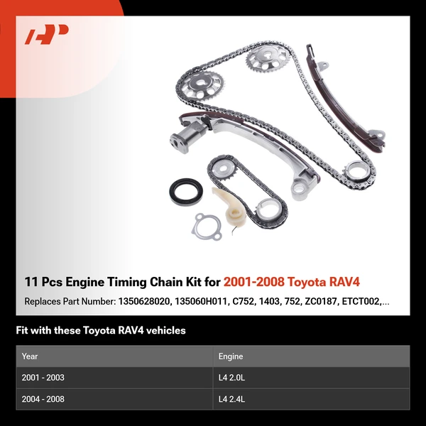 11 Pcs Engine Timing Chain Kit for 2001-2008 Toyota RAV4