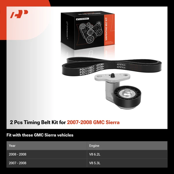 2 Pcs Timing Belt Kit for 2007-2008 GMC Sierra