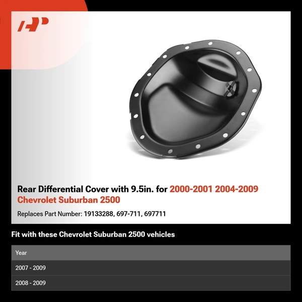 Rear Differential Cover with 9.5in. for 2000-2001 2004-2009 Chevrolet Suburban 2500