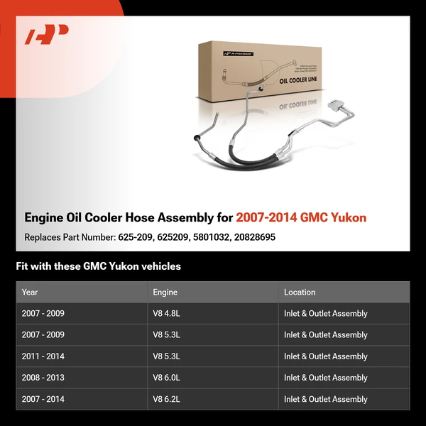 Engine Oil Cooler Hose Assembly for 2007-2014 GMC Yukon