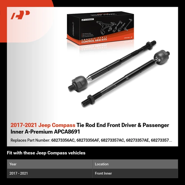 2017-2021 Jeep Compass Tie Rod End Front Driver & Passenger Inner A-Premium APCA8691