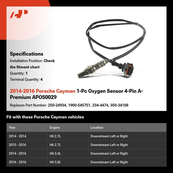 2014-2016 Porsche Cayman 1-Pc Oxygen Sensor 4-Pin A-Premium APOS0029