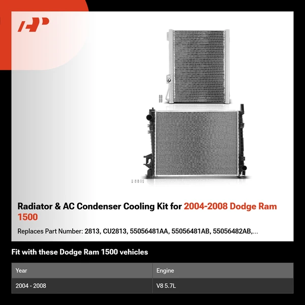 Radiator & AC Condenser Cooling Kit for 2004-2008 Dodge Ram 1500