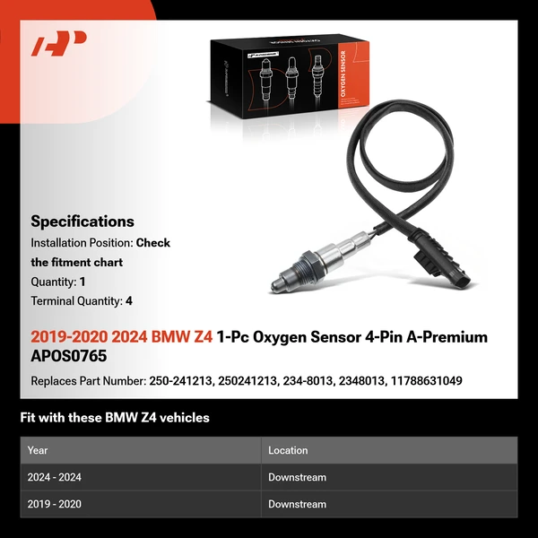 2019-2020 2024 BMW Z4 1-Pc Oxygen Sensor 4-Pin A-Premium APOS0765