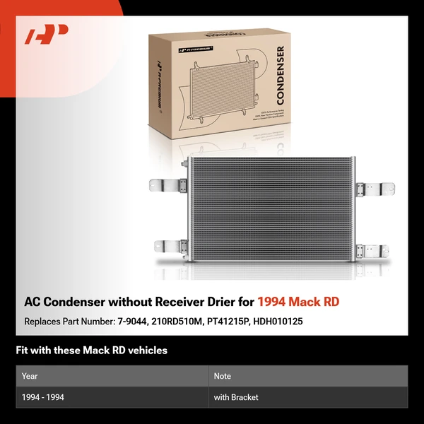 AC Condenser without Receiver Drier for 1994 Mack RD