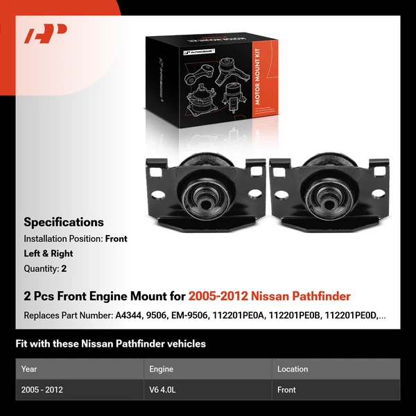 2 Pcs Front Engine Mount for 2005-2012 Nissan Pathfinder