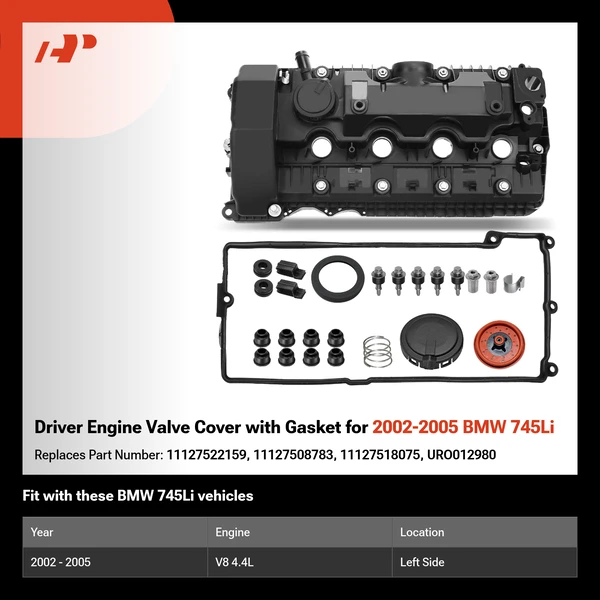 Driver Engine Valve Cover with Gasket for 2002-2005 BMW 745Li