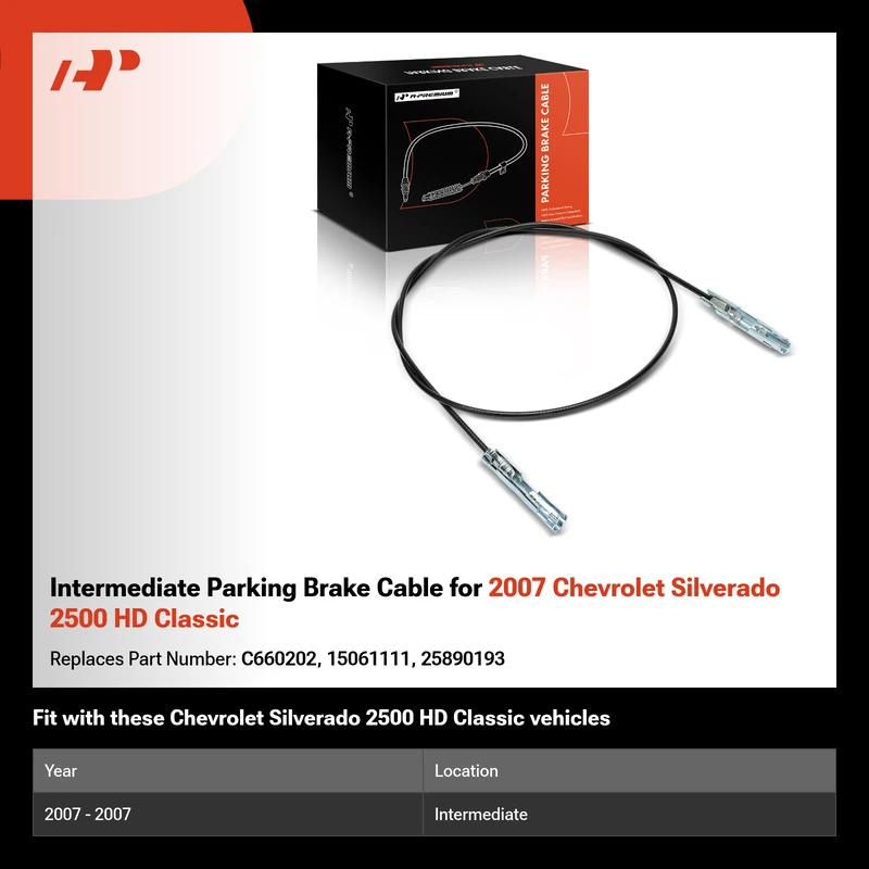 Intermediate Parking Brake Cable for 2007 Chevrolet Silverado 2500 HD Classic