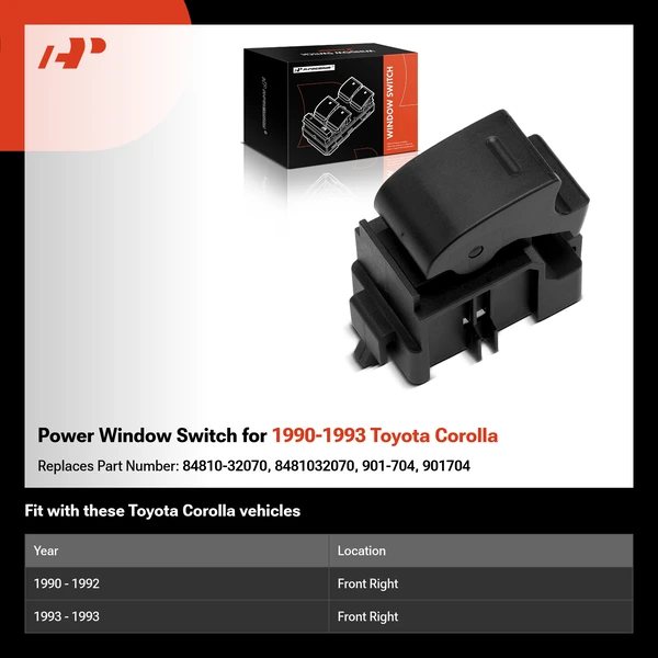 Power Window Switch for 1990-1993 Toyota Corolla