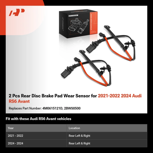 2 Pcs Rear Disc Brake Pad Wear Sensor for 2021-2022 2024 Audi RS6 Avant